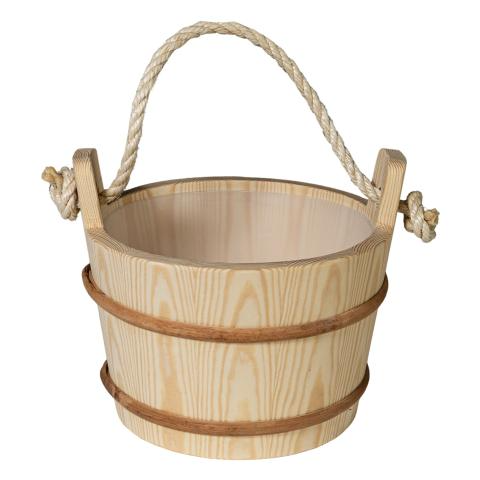 Prosaunas 4-Liter Lined Wood Rope Handle Sauna Bucket