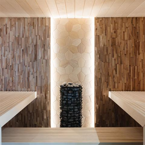 EmotionWood Hexagon Abachi Sauna Wall Panel