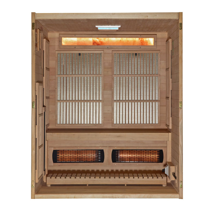 Soria 3 Person Hybrid Sauna Full Spectrum and Harvia Traditional Stove