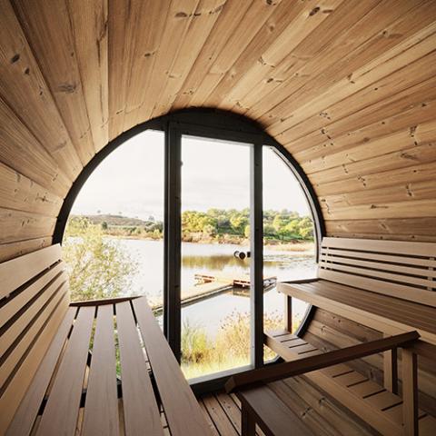 SaunaLife Model EE8G Outdoor Sauna Barrel