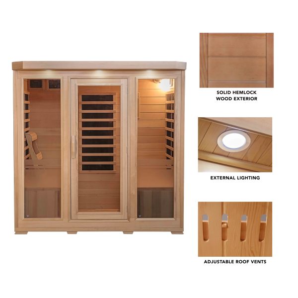 Sonoma 4-Person Hemlock Infrared Sauna with 9 Carbon Heaters