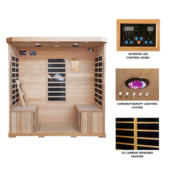 Sonoma 4-Person Hemlock Infrared Sauna with 9 Carbon Heaters